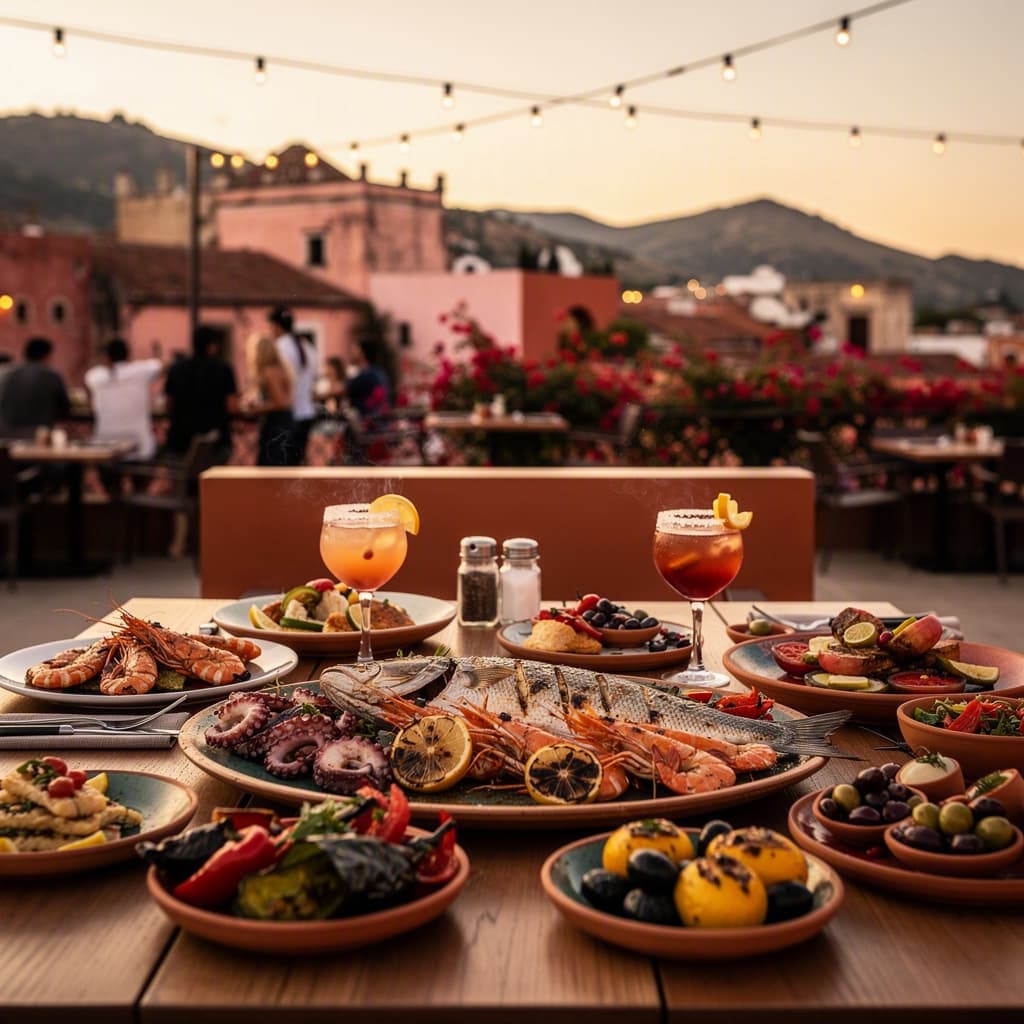 Mediterranean small plates at the rooftop restaurant